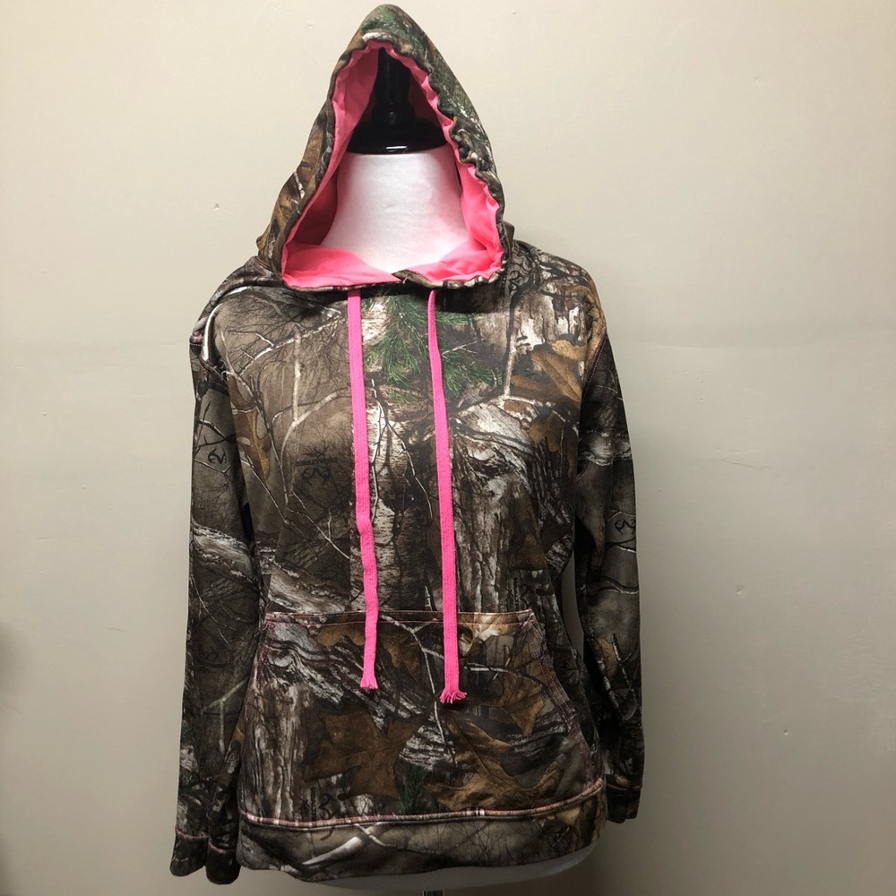 Realtree Pink Camouflage Hoodie Pullover Medium